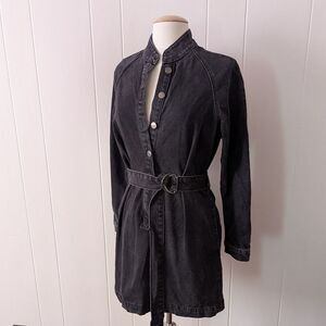 Black Denim Long Raglan Sleeve Mini Dress By Zara Size M